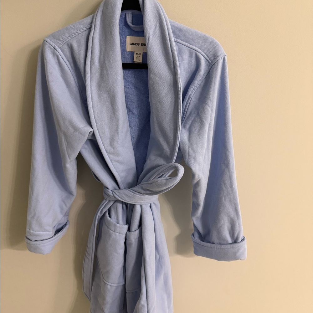 Lands' End periwinkle terry robe - brand new!
